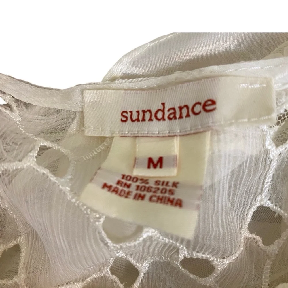 SUNDANCE CATALOG Embroidered Lace FRILL
SEEKER Silk Blouse Sz Medium Boho Eyelet - Picture 6 of 7